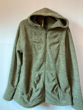Cabela's Sherpa Fleece Olive Green Zip-up Hoodie Jacket Size XL